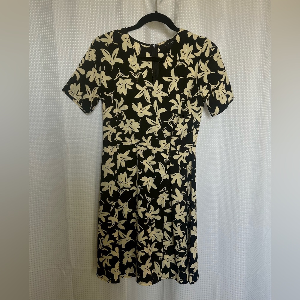 Black and Cream Floral Everly Dress, size: 4.